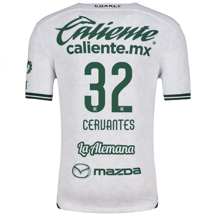 Homme Maillot Luis Cervantes #32 Blanc Vert Tenues Extérieur 2024/25 T-Shirt Belgique