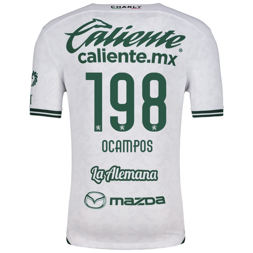 Homme Maillot Omar Ocampos #198 Blanc Vert Tenues Extérieur 2024/25 T-Shirt Belgique