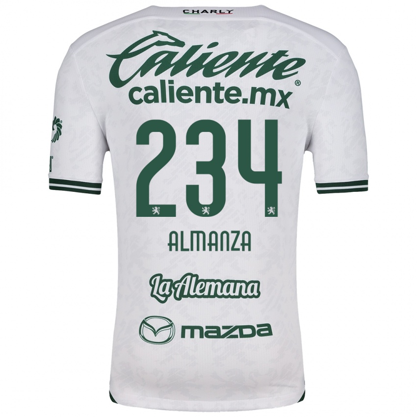 Homme Maillot Román Almanza #234 Blanc Vert Tenues Extérieur 2024/25 T-Shirt Belgique