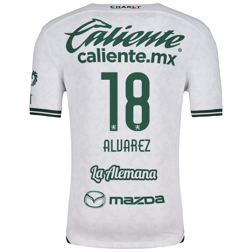 Homme Maillot Yazmin Álvarez #18 Blanc Vert Tenues Extérieur 2024/25 T-Shirt Belgique