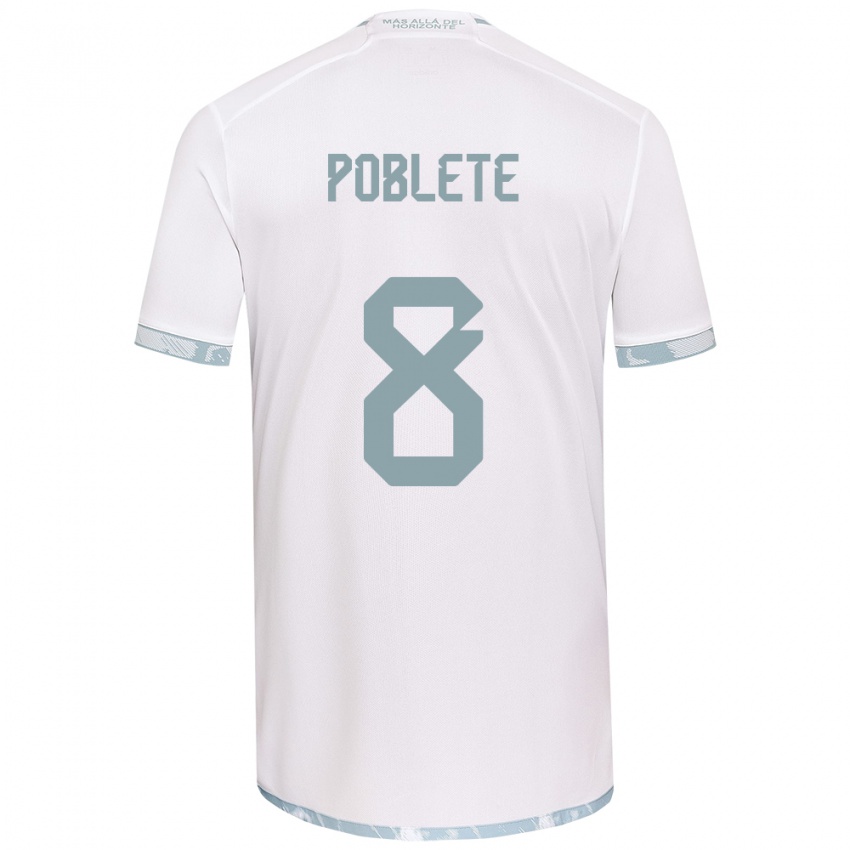 Heren Israel Poblete #8 Wit Grijs Uitshirt Uittenue 2024/25 T-Shirt België