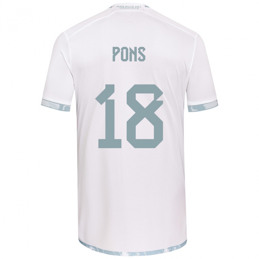 Heren Luciano Pons #18 Wit Grijs Uitshirt Uittenue 2024/25 T-Shirt België