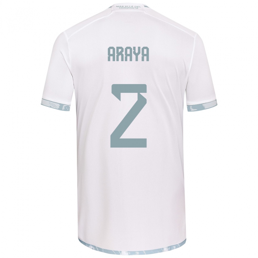 Heren Fernanda Araya #2 Wit Grijs Uitshirt Uittenue 2024/25 T-Shirt België