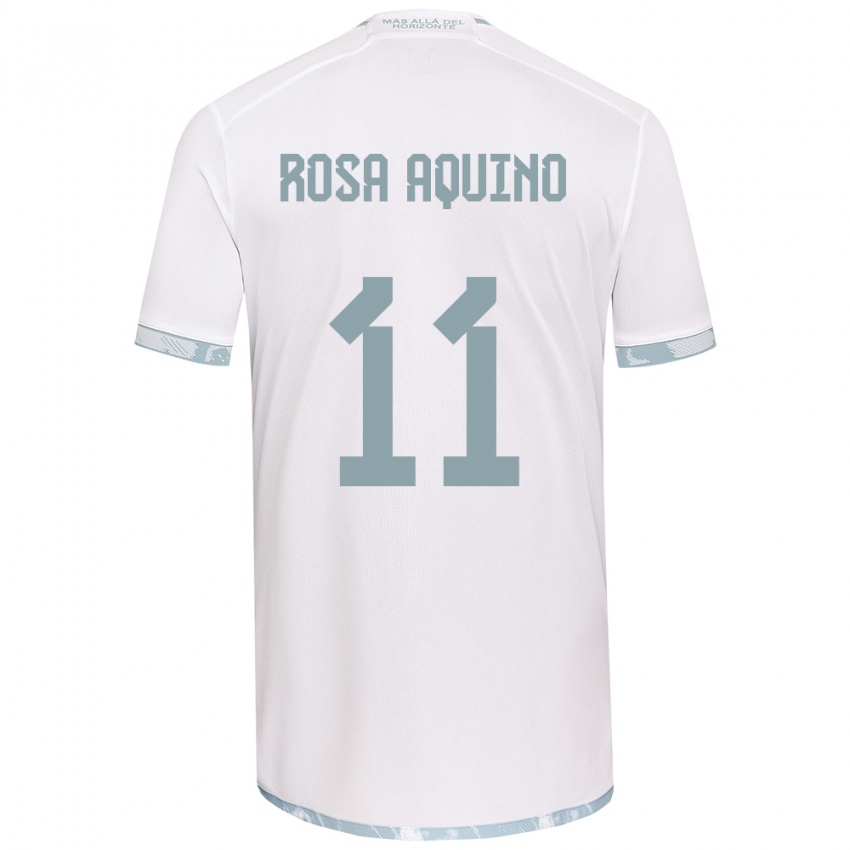 Heren Rosa Aquino #11 Wit Grijs Uitshirt Uittenue 2024/25 T-Shirt België