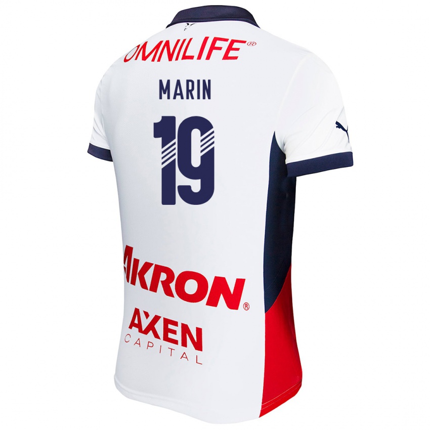 Homme Maillot Ricardo Marín #19 Blanc Rouge Bleu Tenues Extérieur 2024/25 T-Shirt Belgique