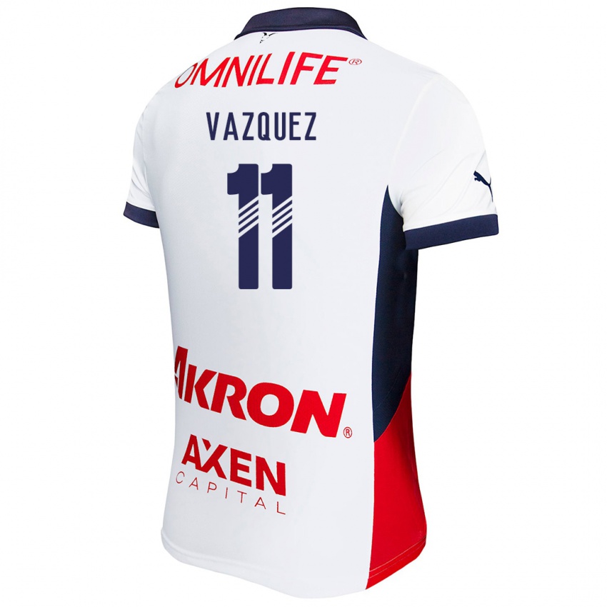 Homme Maillot Anette Vázquez #11 Blanc Rouge Bleu Tenues Extérieur 2024/25 T-Shirt Belgique