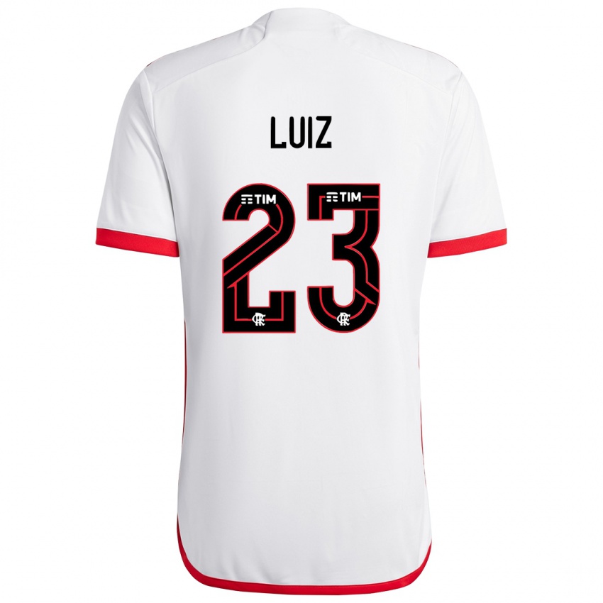 Homme Maillot David Luiz #23 Blanc Rouge Tenues Extérieur 2024/25 T-Shirt Belgique