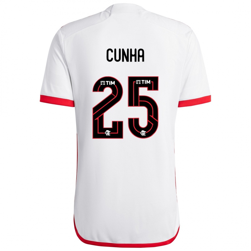 Herren Matheus Cunha #25 Weiß Rot Auswärtstrikot Trikot 2024/25 T-Shirt Belgien