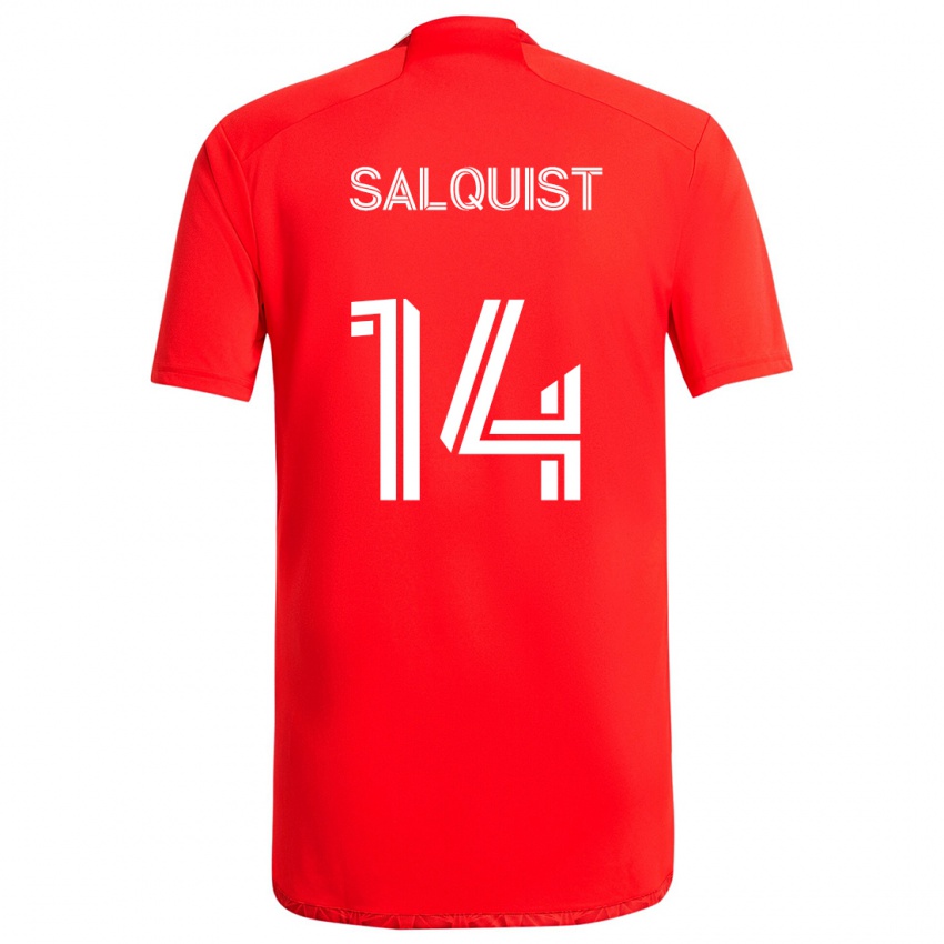 Femme Maillot Tobias Salquist #14 Rouge Blanc Tenues Domicile 2024/25 T-Shirt Belgique