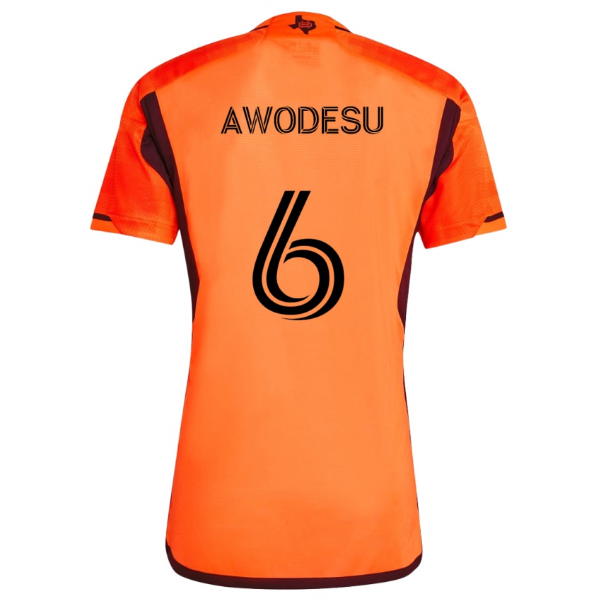 Femme Maillot Femi Awodesu #6 Orange Noir Tenues Domicile 2024/25 T-Shirt Belgique