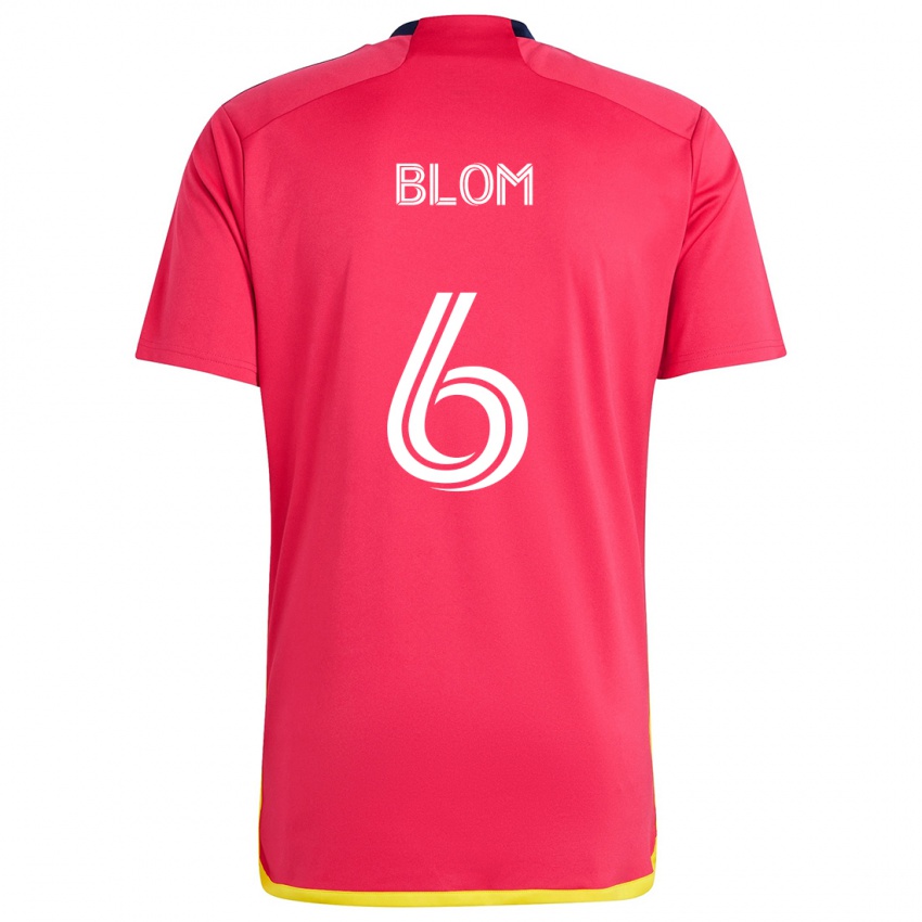 Dames Njabulo Blom #6 Rood Blauw Thuisshirt Thuistenue 2024/25 T-Shirt België