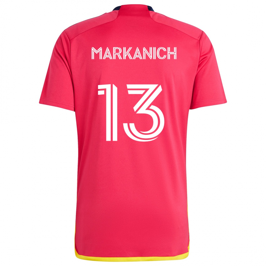 Dames Anthony Markanich #13 Rood Blauw Thuisshirt Thuistenue 2024/25 T-Shirt België