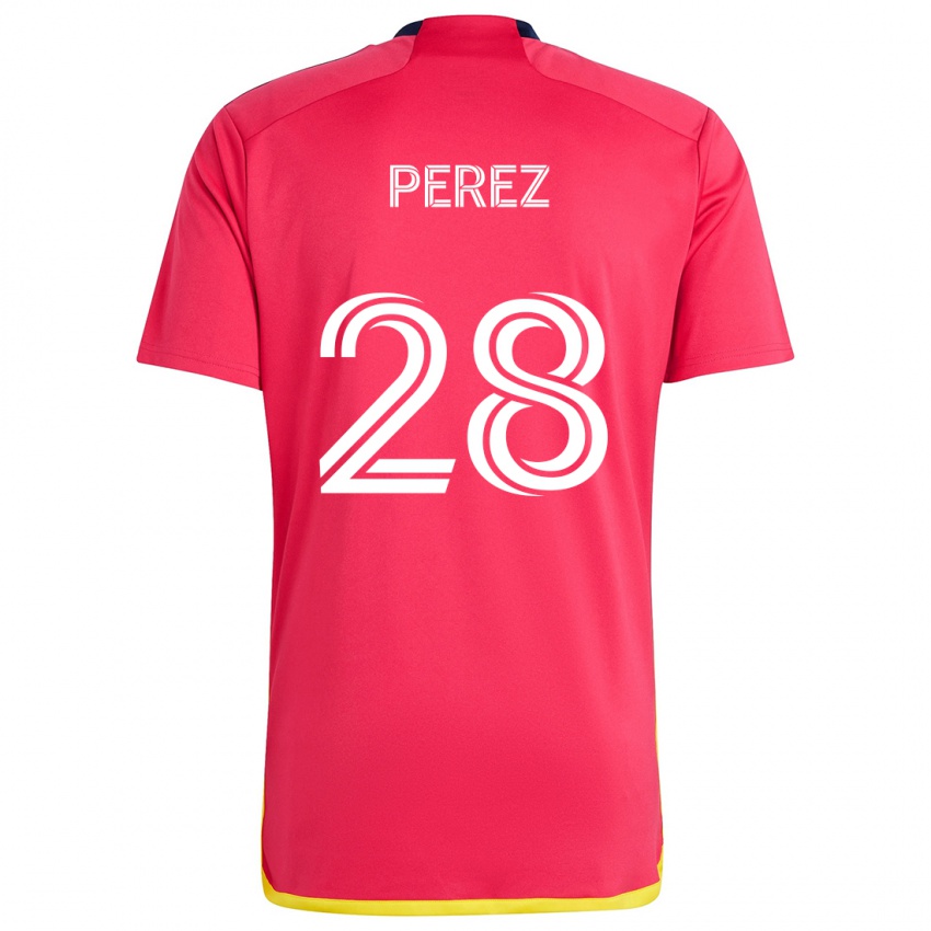 Dames Miguel Perez #28 Rood Blauw Thuisshirt Thuistenue 2024/25 T-Shirt België