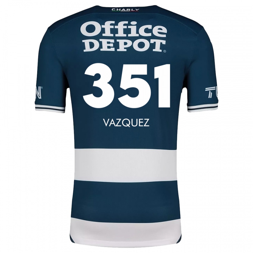 Femme Maillot Maximo Vázquez #351 Bleu Blanc Tenues Domicile 2024/25 T-Shirt Belgique