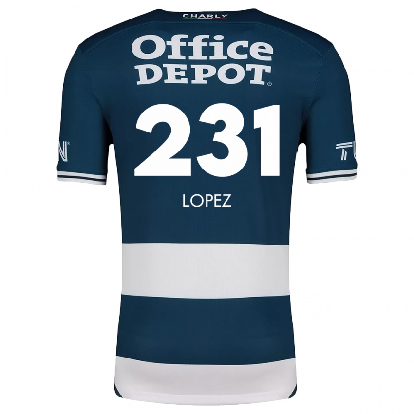 Femme Maillot Víctor López #231 Bleu Blanc Tenues Domicile 2024/25 T-Shirt Belgique