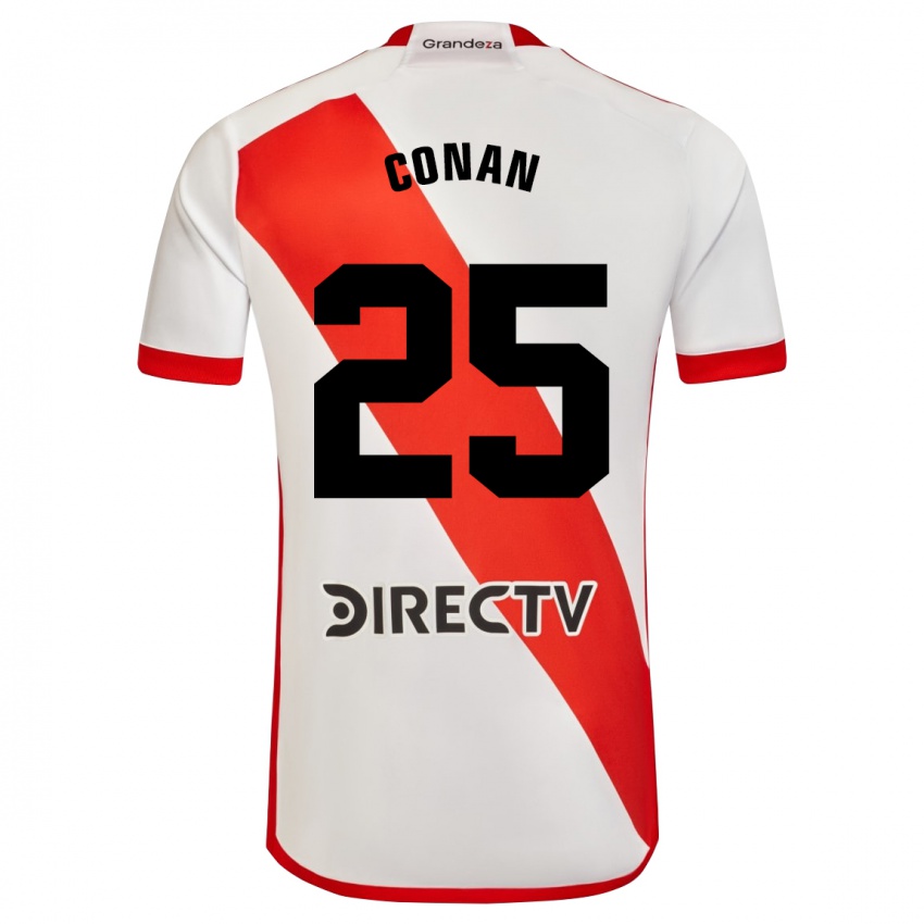 Femme Maillot Conan Ledesma #25 Blanc Rouge Tenues Domicile 2024/25 T-Shirt Belgique