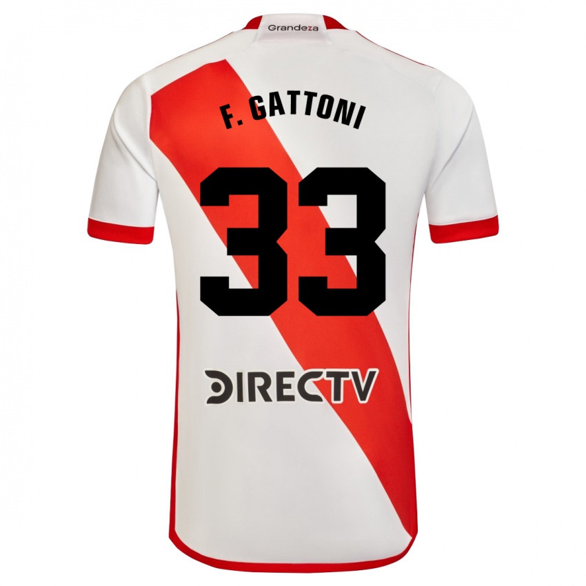 Femme Maillot Federico Gattoni #33 Blanc Rouge Tenues Domicile 2024/25 T-Shirt Belgique