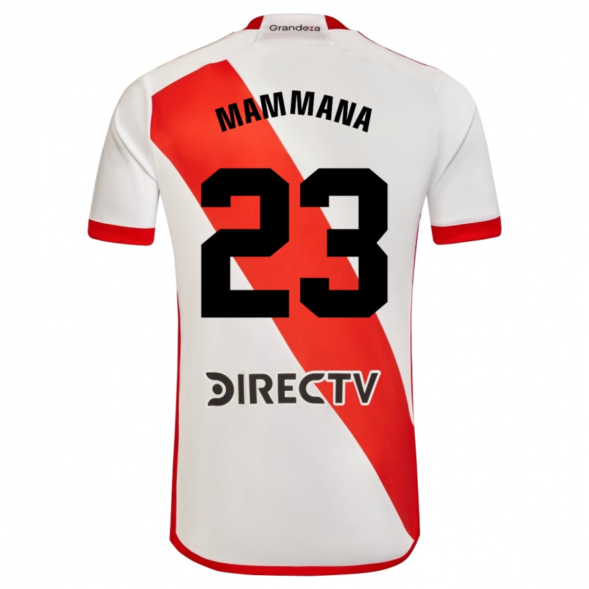 Femme Maillot Emanuel Mammana #23 Blanc Rouge Tenues Domicile 2024/25 T-Shirt Belgique