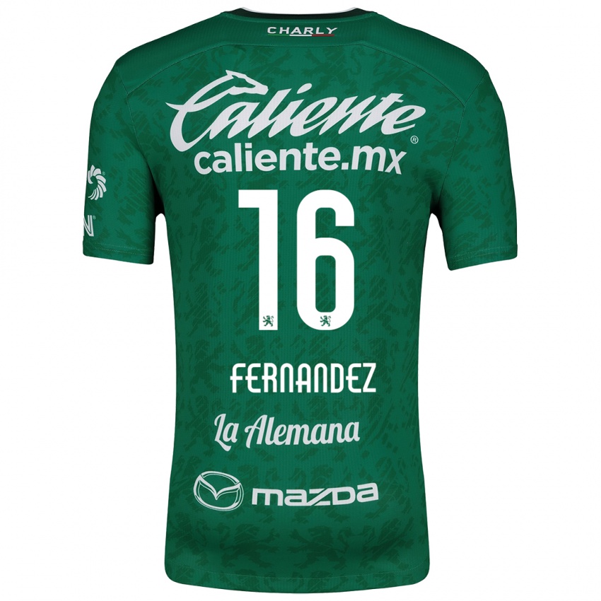 Femme Maillot Omar Fernández #16 Vert Blanc Tenues Domicile 2024/25 T-Shirt Belgique