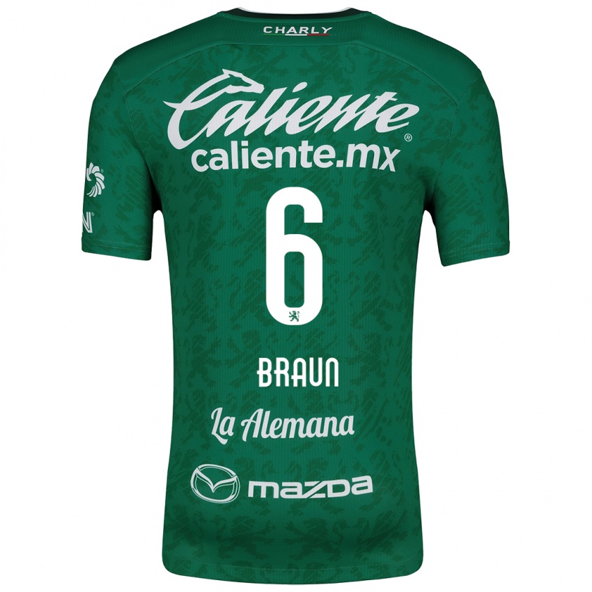 Dames Sophia Braun #6 Groen Wit Thuisshirt Thuistenue 2024/25 T-Shirt België