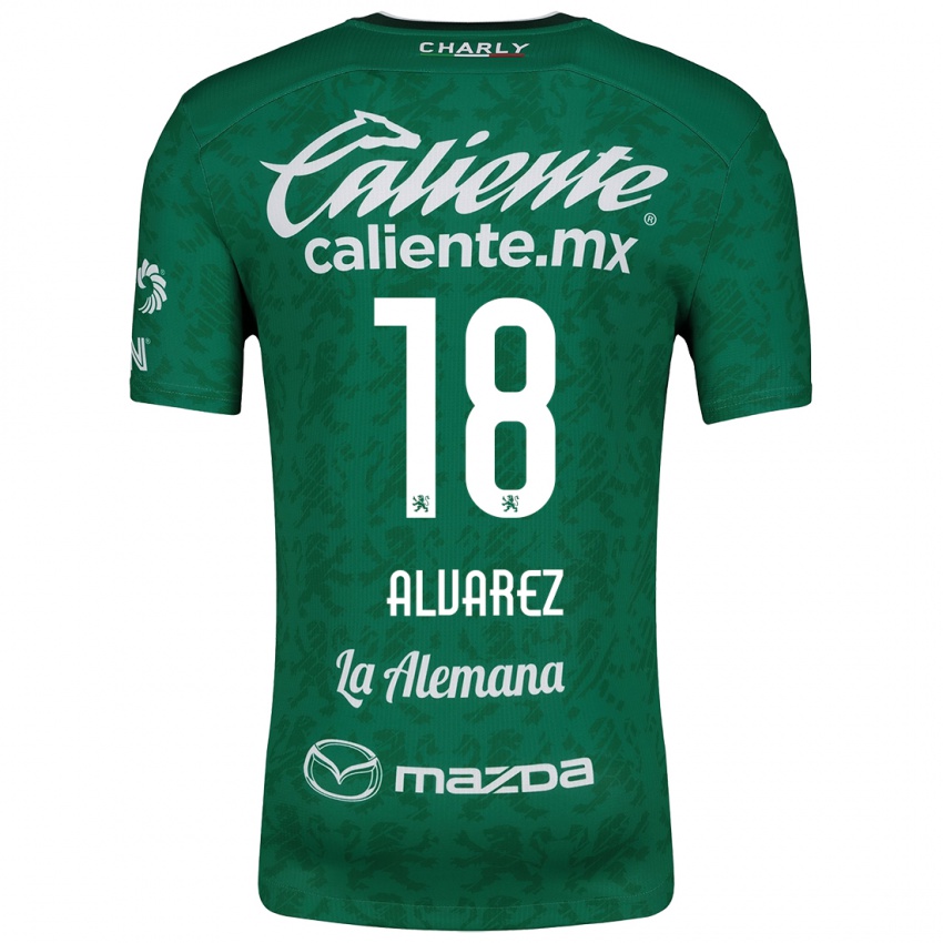 Femme Maillot Yazmin Álvarez #18 Vert Blanc Tenues Domicile 2024/25 T-Shirt Belgique