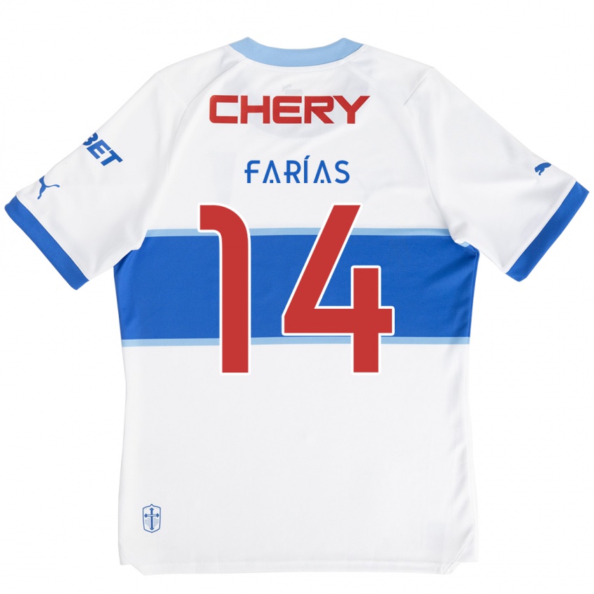 Dames Agustín Farías #14 Wit Blauw Thuisshirt Thuistenue 2024/25 T-Shirt België