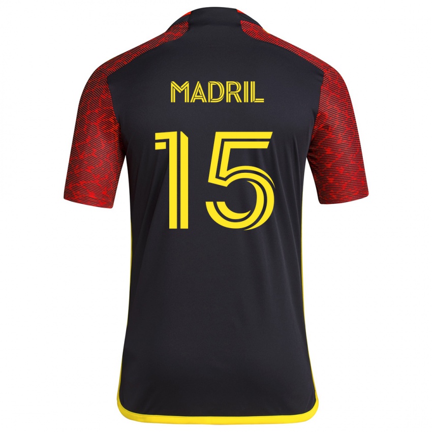 Dames Emily Madril #15 Rood Zwart Uitshirt Uittenue 2024/25 T-Shirt België