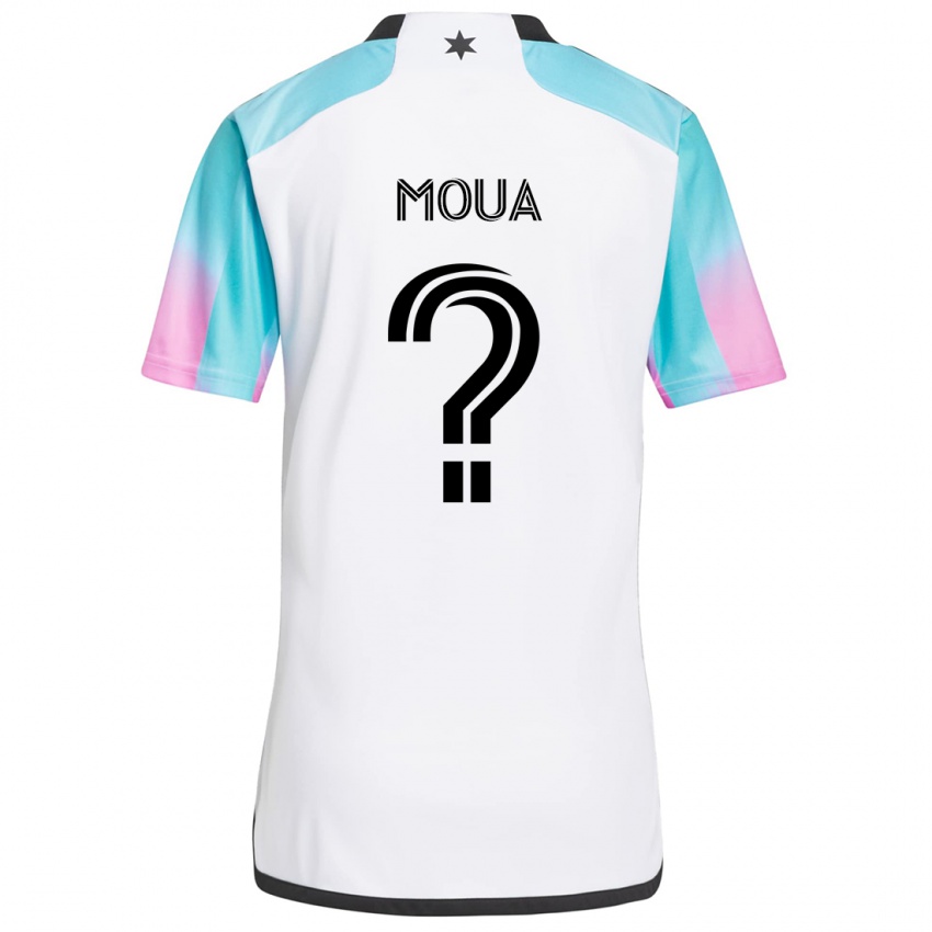 Dames Nathan Moua #0 Wit Blauw Zwart Uitshirt Uittenue 2024/25 T-Shirt België