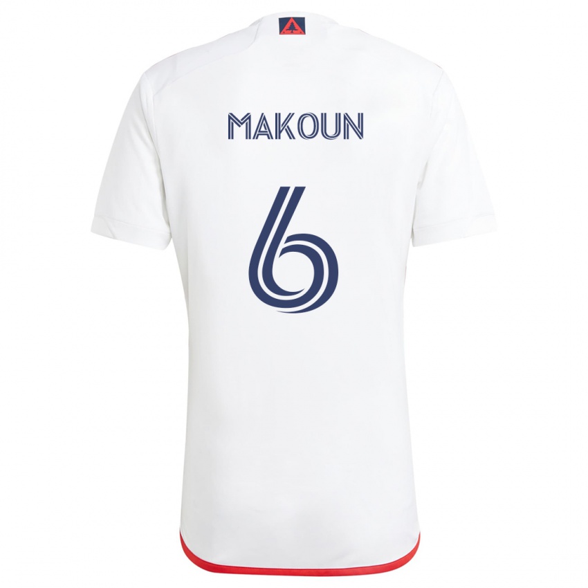 Dames Christian Makoun #6 Wit Rood Uitshirt Uittenue 2024/25 T-Shirt België