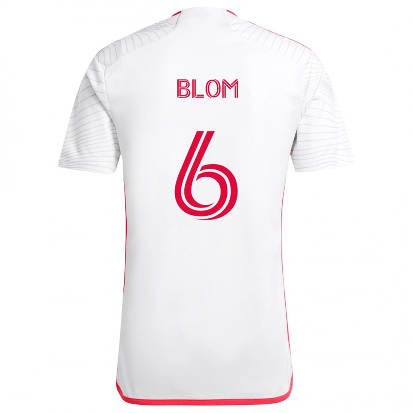 Dames Njabulo Blom #6 Wit Rood Uitshirt Uittenue 2024/25 T-Shirt België