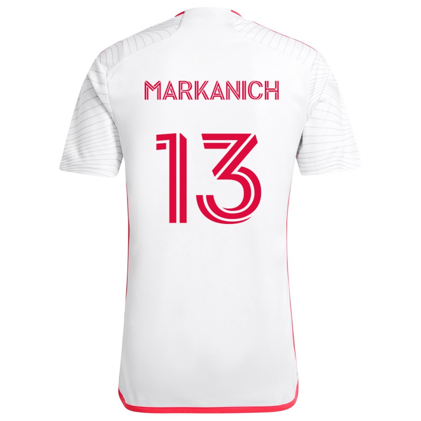 Dames Anthony Markanich #13 Wit Rood Uitshirt Uittenue 2024/25 T-Shirt België