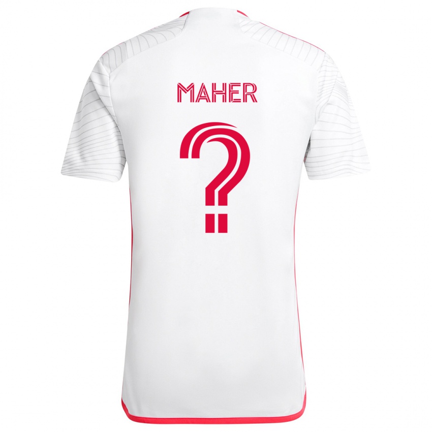 Dames Josh Maher #0 Wit Rood Uitshirt Uittenue 2024/25 T-Shirt België