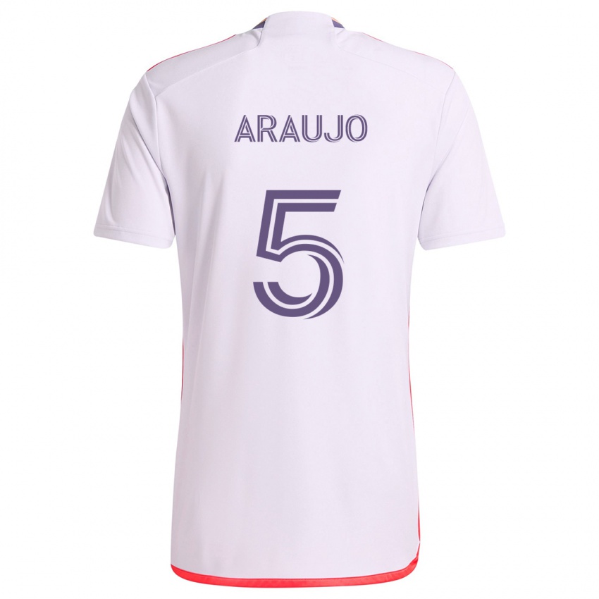 Femme Maillot César Araújo #5 Blanc Rouge Violet Tenues Extérieur 2024/25 T-Shirt Belgique