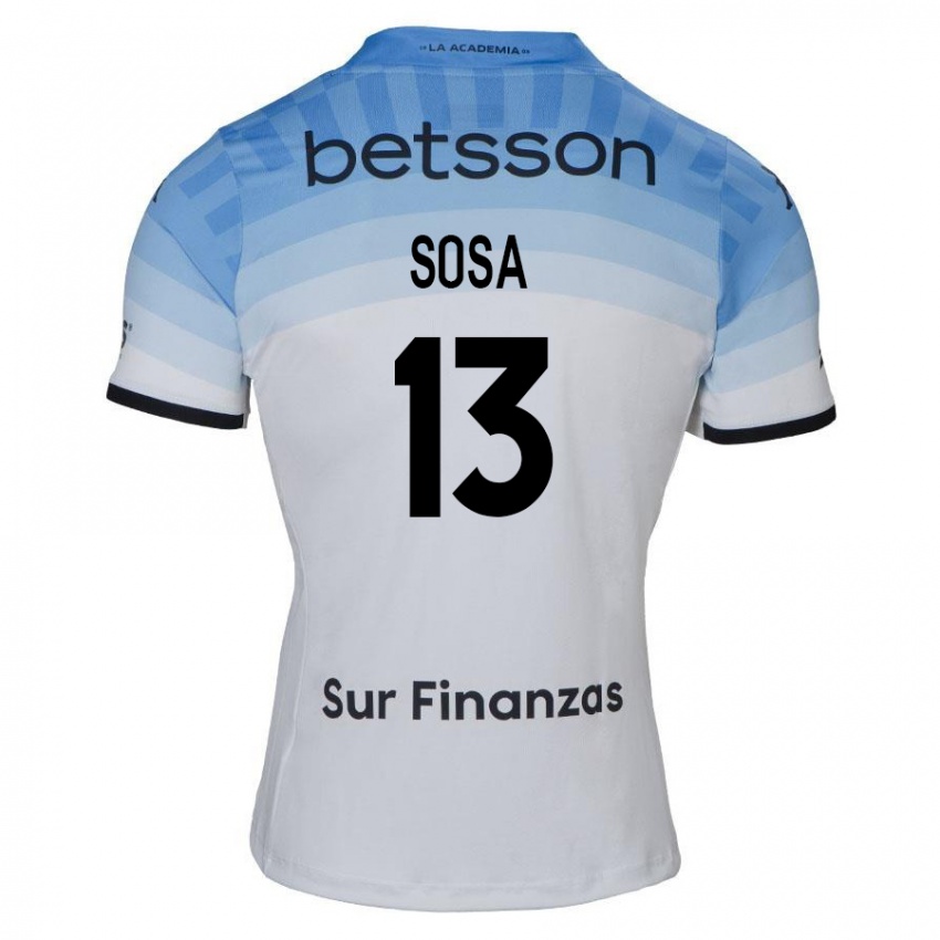 Femme Maillot Santiago Sosa #13 Blanc Bleu Noir Tenues Extérieur 2024/25 T-Shirt Belgique