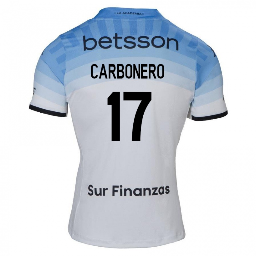 Femme Maillot Johan Carbonero #17 Blanc Bleu Noir Tenues Extérieur 2024/25 T-Shirt Belgique