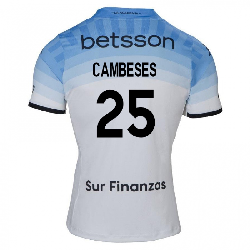 Damen Facundo Cambeses #25 Weiß Blau Schwarz Auswärtstrikot Trikot 2024/25 T-Shirt Belgien