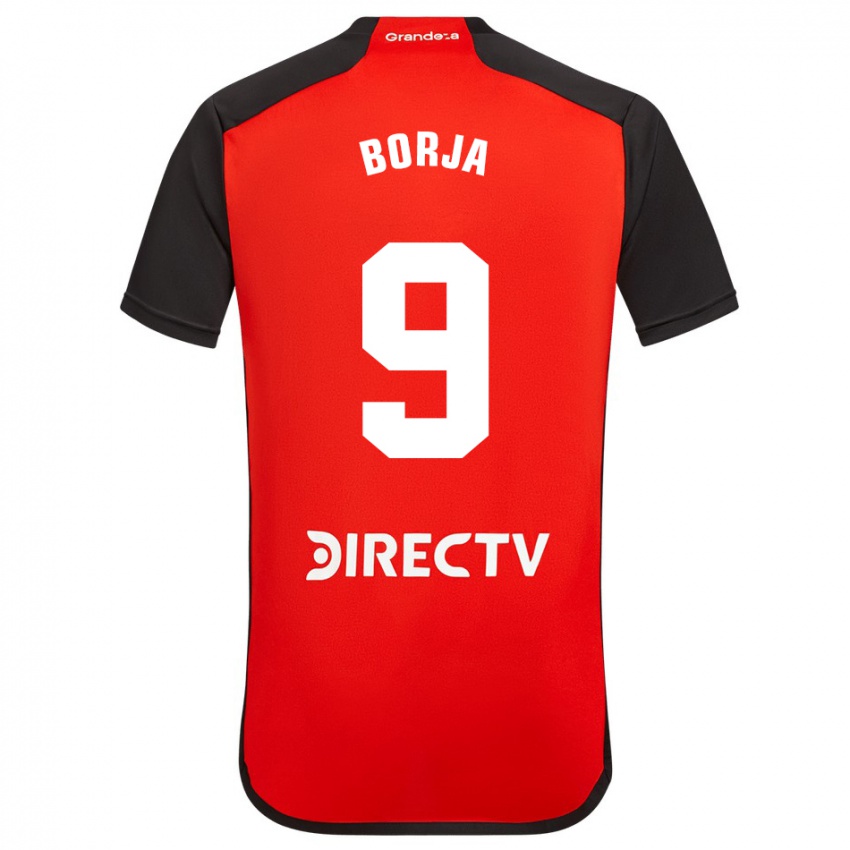 Dames Miguel Borja #9 Rood Zwart Wit Uitshirt Uittenue 2024/25 T-Shirt België