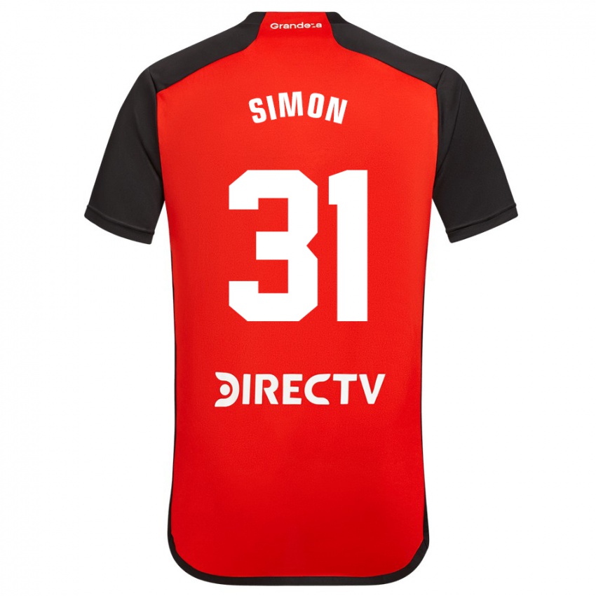 Dames Santiago Simon #31 Rood Zwart Wit Uitshirt Uittenue 2024/25 T-Shirt België