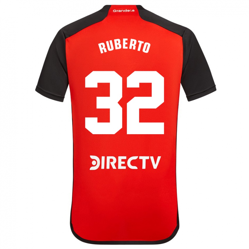 Damen Agustín Ruberto #32 Rot Schwarz Weiß Auswärtstrikot Trikot 2024/25 T-Shirt Belgien