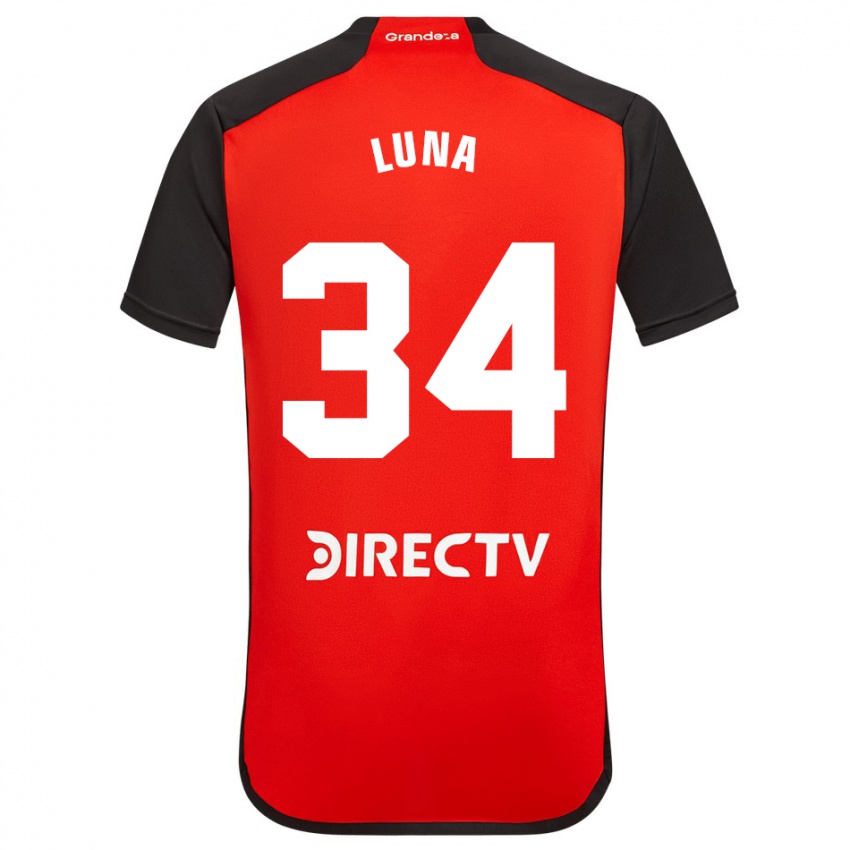 Dames Jonás Luna #34 Rood Zwart Wit Uitshirt Uittenue 2024/25 T-Shirt België