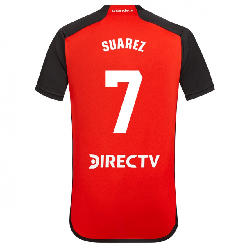 Dames Matias Suarez #7 Rood Zwart Wit Uitshirt Uittenue 2024/25 T-Shirt België