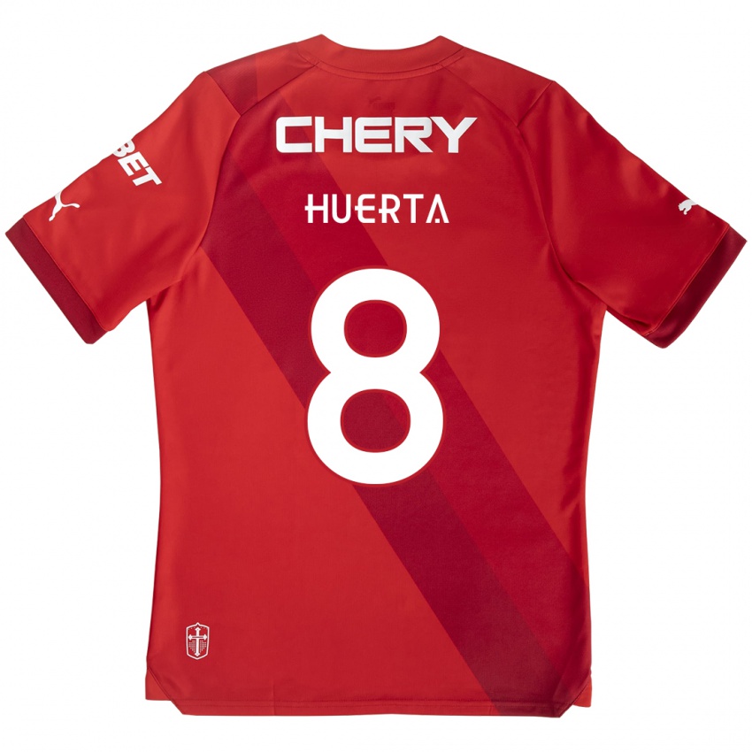 Dames Valber Huerta #8 Rood Wit Uitshirt Uittenue 2024/25 T-Shirt België