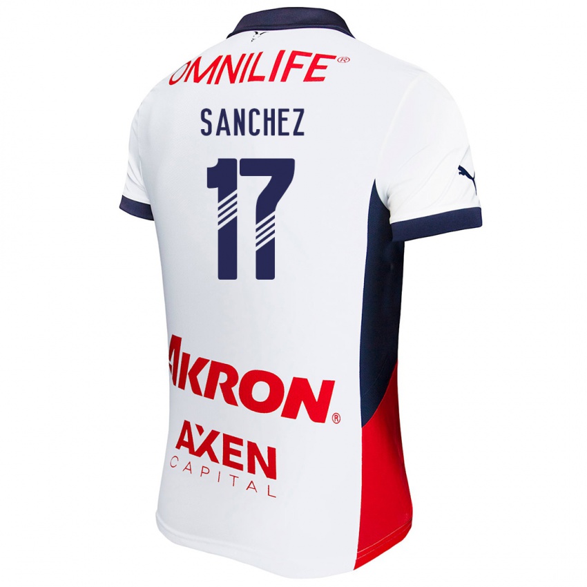 Femme Maillot Jesús Sánchez #17 Blanc Rouge Bleu Tenues Extérieur 2024/25 T-Shirt Belgique