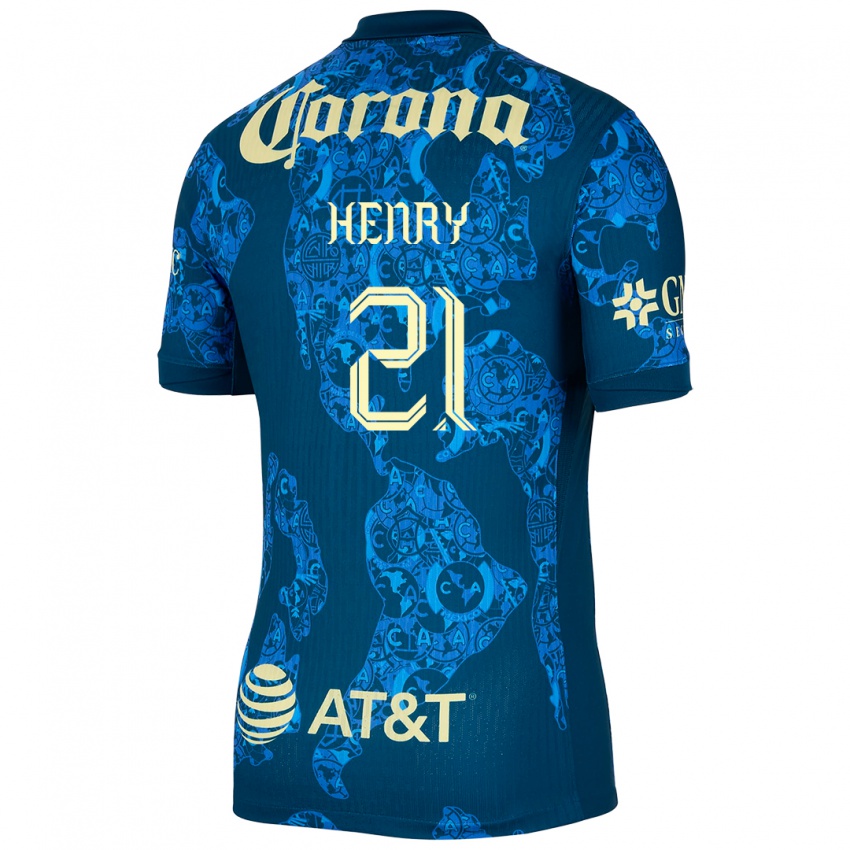 Damen Henry Martin #21 Blau Gelb Auswärtstrikot Trikot 2024/25 T-Shirt Belgien