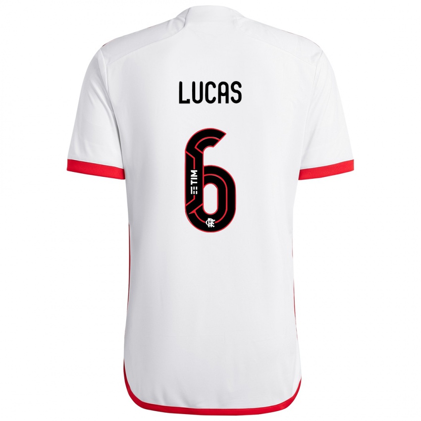 Dames Ayrton Lucas #6 Wit Rood Uitshirt Uittenue 2024/25 T-Shirt België