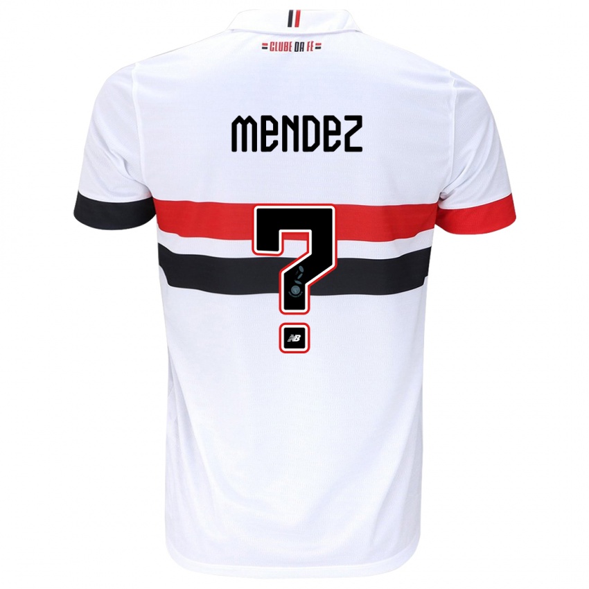 Enfant Maillot Jhegson Méndez #0 Blanc Rouge Noir Tenues Domicile 2024/25 T-Shirt Belgique