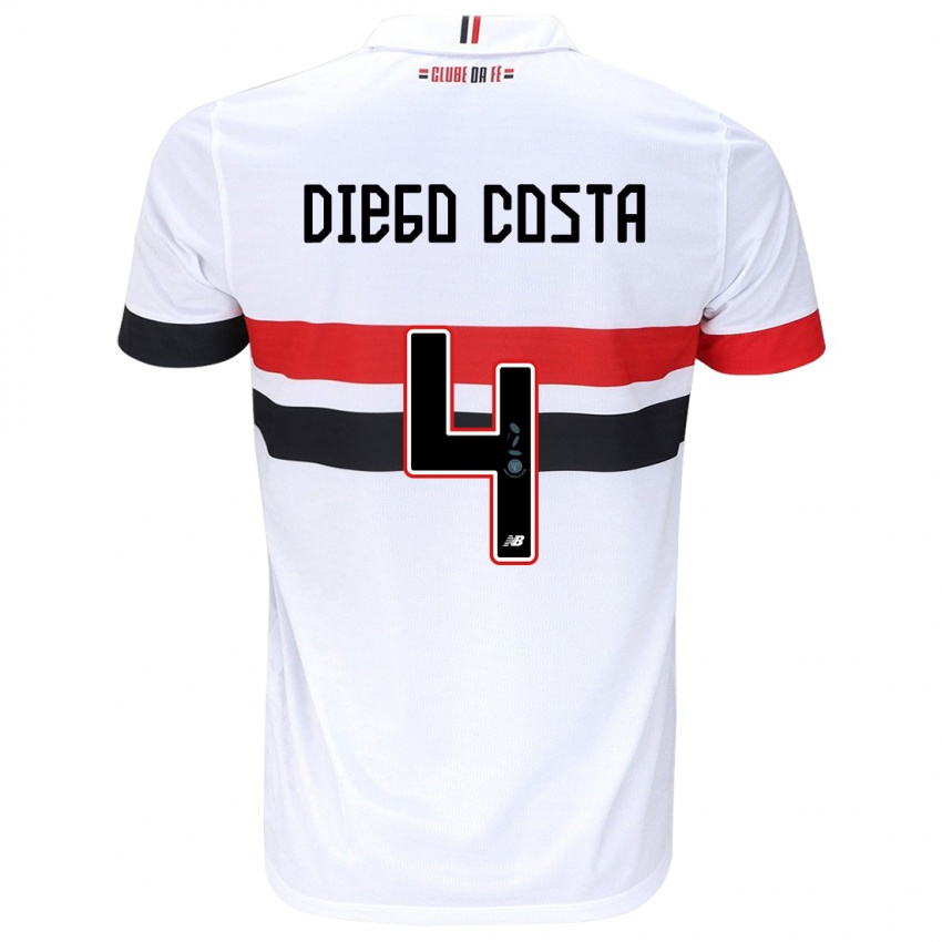 Enfant Maillot Diego Costa #4 Blanc Rouge Noir Tenues Domicile 2024/25 T-Shirt Belgique