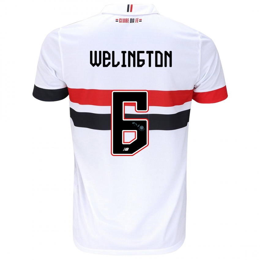 Enfant Maillot Welington #6 Blanc Rouge Noir Tenues Domicile 2024/25 T-Shirt Belgique