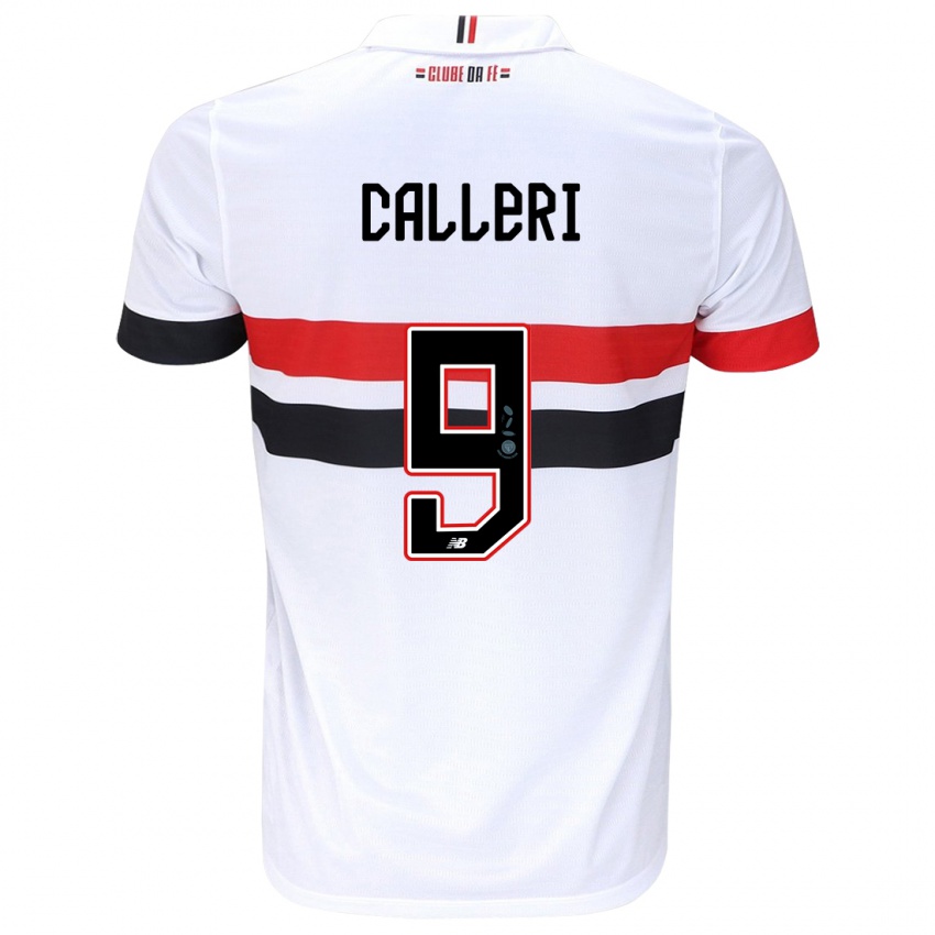 Enfant Maillot Jonathan Calleri #9 Blanc Rouge Noir Tenues Domicile 2024/25 T-Shirt Belgique