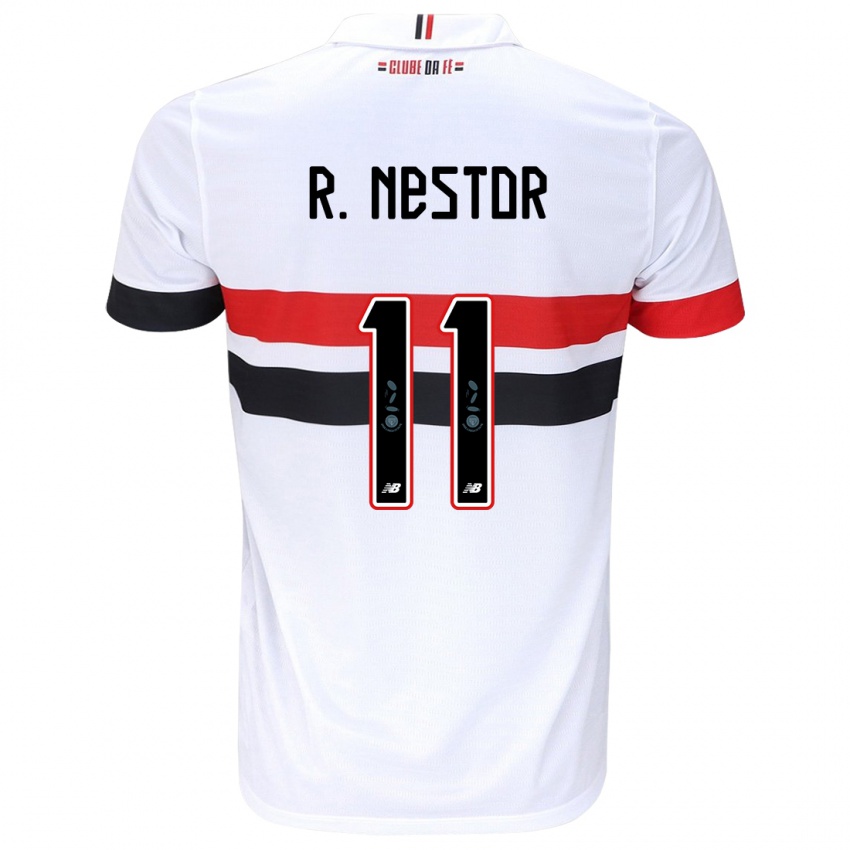 Enfant Maillot Rodrigo Nestor #11 Blanc Rouge Noir Tenues Domicile 2024/25 T-Shirt Belgique